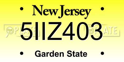 5IIZ403 New Jersey License Plate