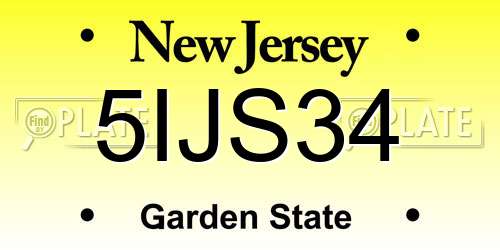 5IJS34 New Jersey License Plate