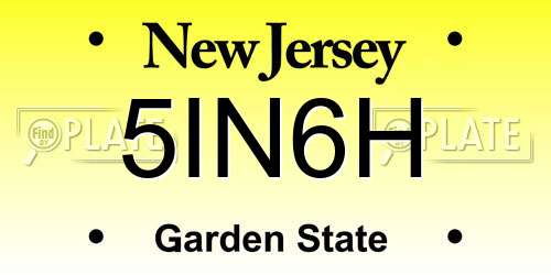 5IN6H New Jersey License Plate