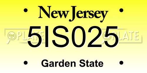 5IS025 New Jersey License Plate
