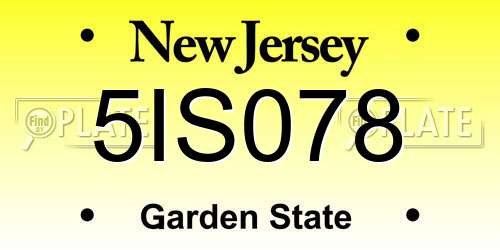 5IS078 New Jersey License Plate