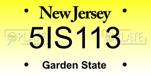 5IS113 New Jersey License Plate