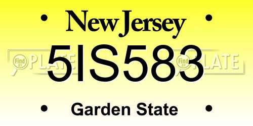5IS583 New Jersey License Plate