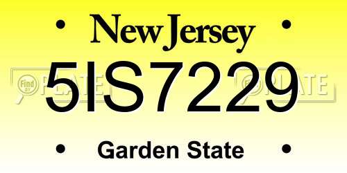 5IS7229 New Jersey License Plate