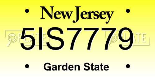 5IS7779 New Jersey License Plate