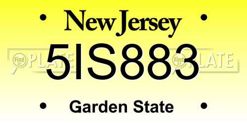 5IS883 New Jersey License Plate