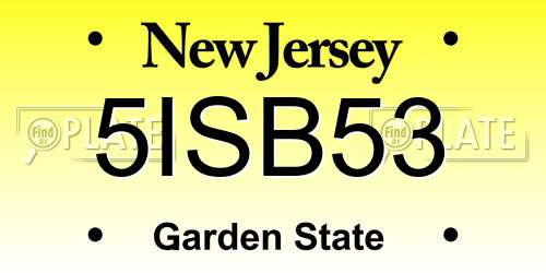 5ISB53 New Jersey License Plate