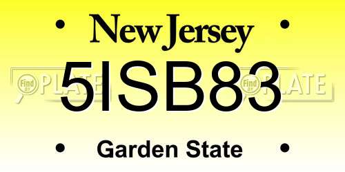 5ISB83 New Jersey License Plate