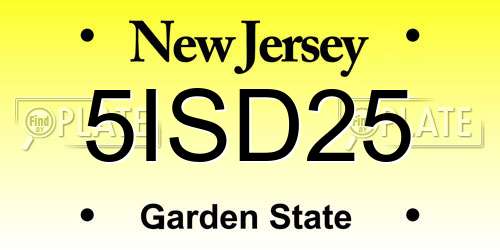 5ISD25 New Jersey License Plate
