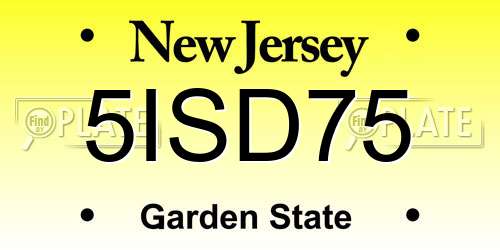 5ISD75 New Jersey License Plate