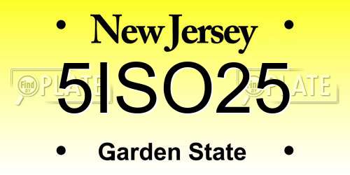 5ISO25 New Jersey License Plate