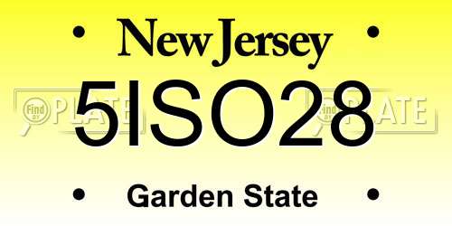 5ISO28 New Jersey License Plate
