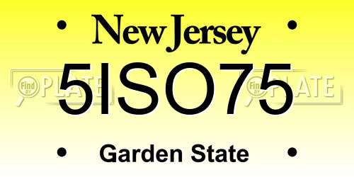 5ISO75 New Jersey License Plate