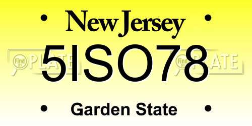 5ISO78 New Jersey License Plate