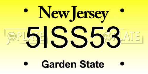 5ISS53 New Jersey License Plate