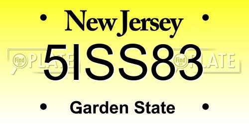 5ISS83 New Jersey License Plate
