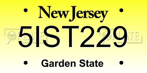 5IST229 New Jersey License Plate