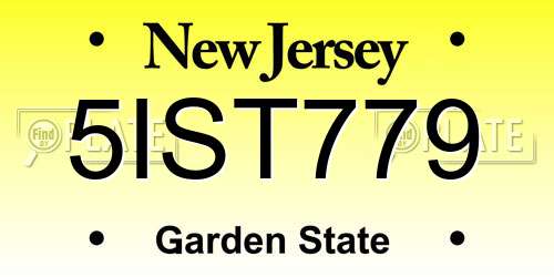 5IST779 New Jersey License Plate
