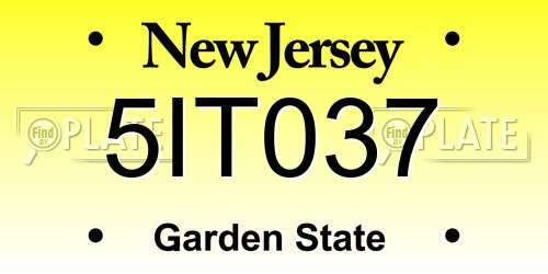 5IT037 New Jersey License Plate