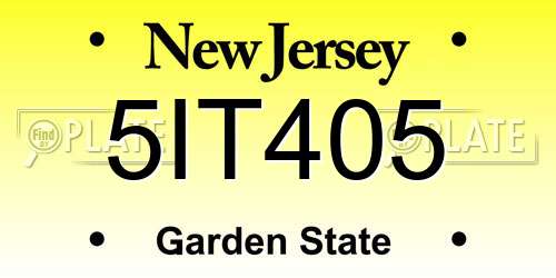 5IT405 New Jersey License Plate