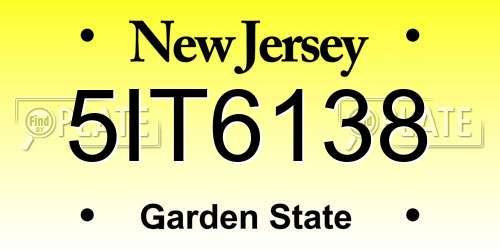 5IT6138 New Jersey License Plate