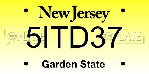 5ITD37 New Jersey License Plate
