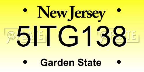 5ITG138 New Jersey License Plate