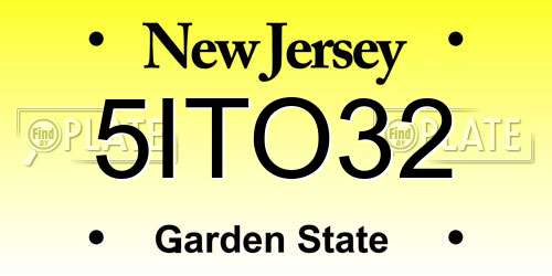 5ITO32 New Jersey License Plate