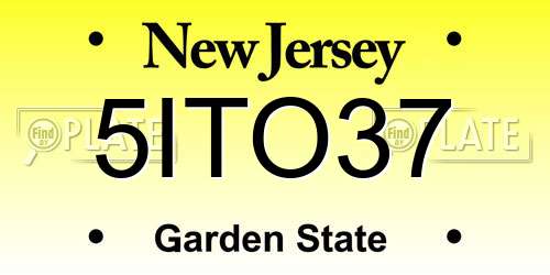 5ITO37 New Jersey License Plate