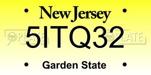 5ITQ32 New Jersey License Plate