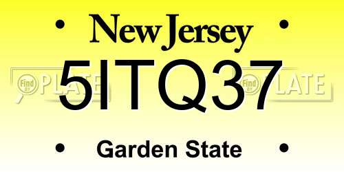 5ITQ37 New Jersey License Plate