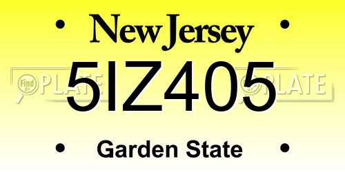 5IZ405 New Jersey License Plate