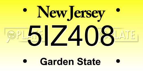5IZ408 New Jersey License Plate