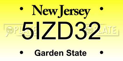 5IZD32 New Jersey License Plate