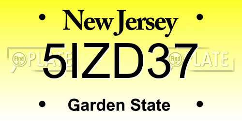 5IZD37 New Jersey License Plate
