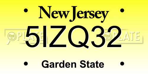 5IZQ32 New Jersey License Plate