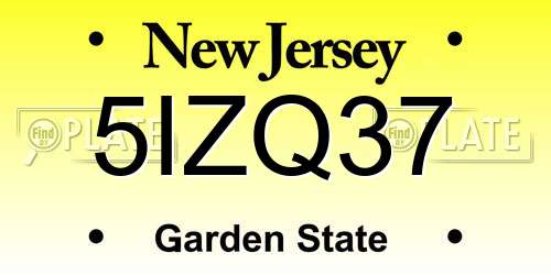 5IZQ37 New Jersey License Plate