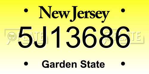 5J13686 New Jersey License Plate