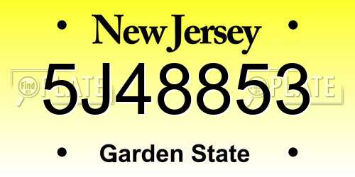 5J48853 New Jersey License Plate