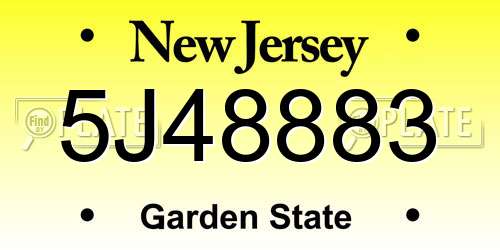 5J48883 New Jersey License Plate
