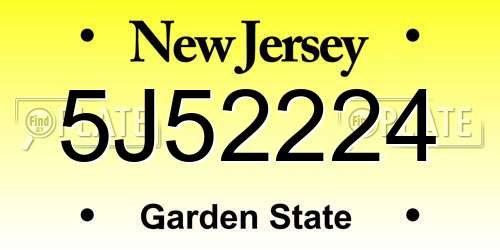 5J52224 New Jersey License Plate