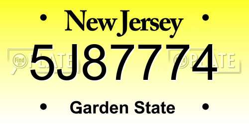 5J87774 New Jersey License Plate