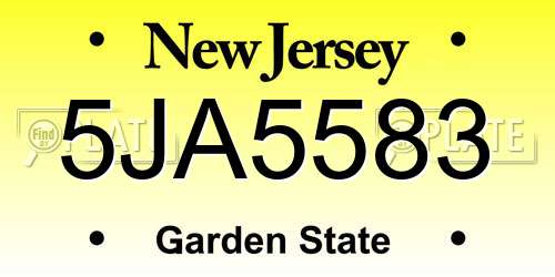 5JA5583 New Jersey License Plate