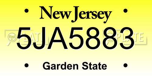 5JA5883 New Jersey License Plate
