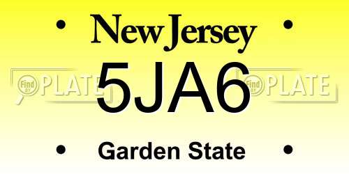 5JA6 New Jersey License Plate