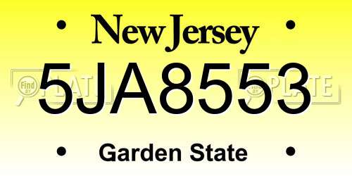5JA8553 New Jersey License Plate
