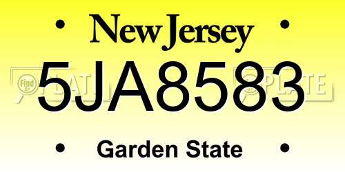 5JA8583 New Jersey License Plate