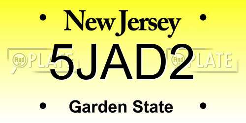 5JAD2 New Jersey License Plate