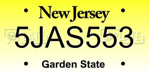 5JAS553 New Jersey License Plate