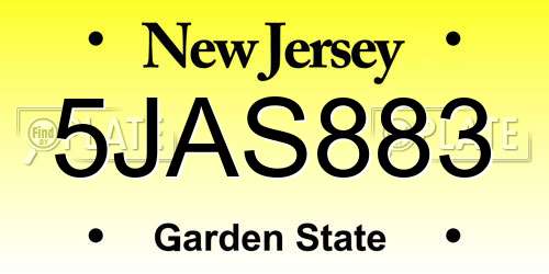5JAS883 New Jersey License Plate